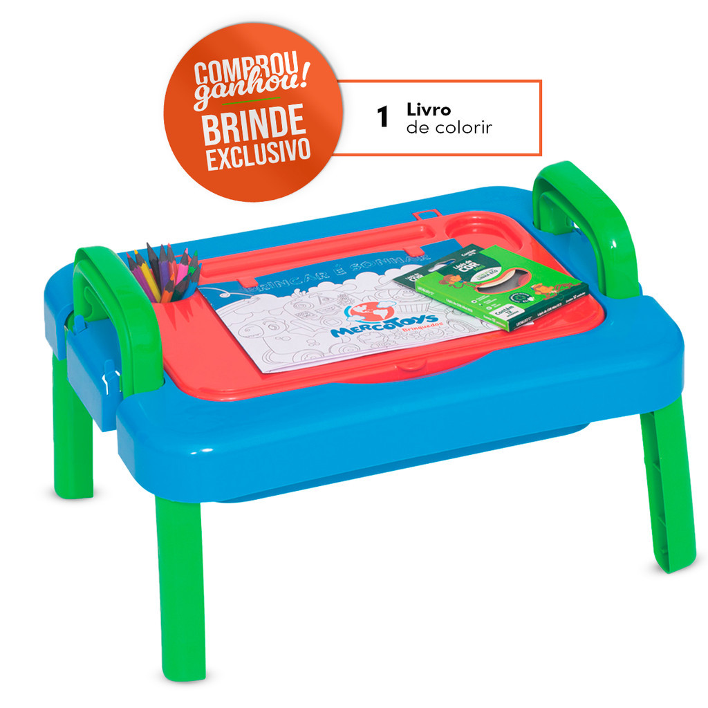 Mesinha de Desenho e Atividades Infantil para Bebês Acima de 3 anos + Livro de Colorir