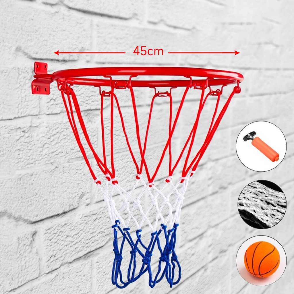 Aro de Basquete Cesta Tamanho Oficial Basquete Aço Carbono 45cm com Rede
