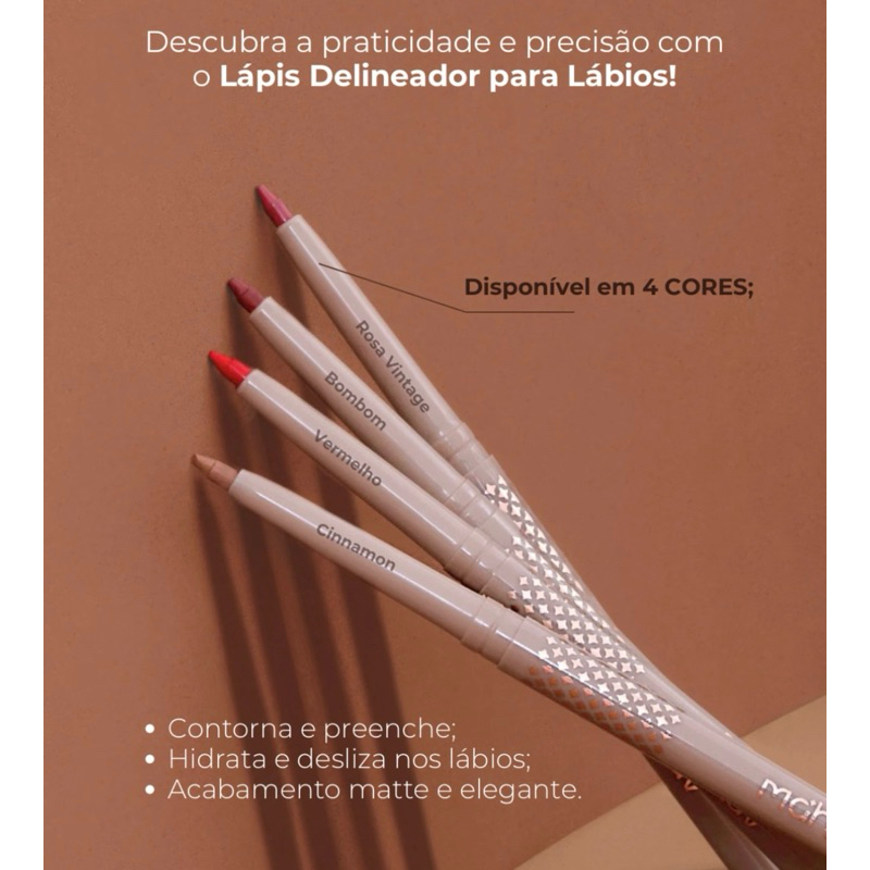 Lápis Delineador Retrátil para Lábios Dia a Dia Mahav