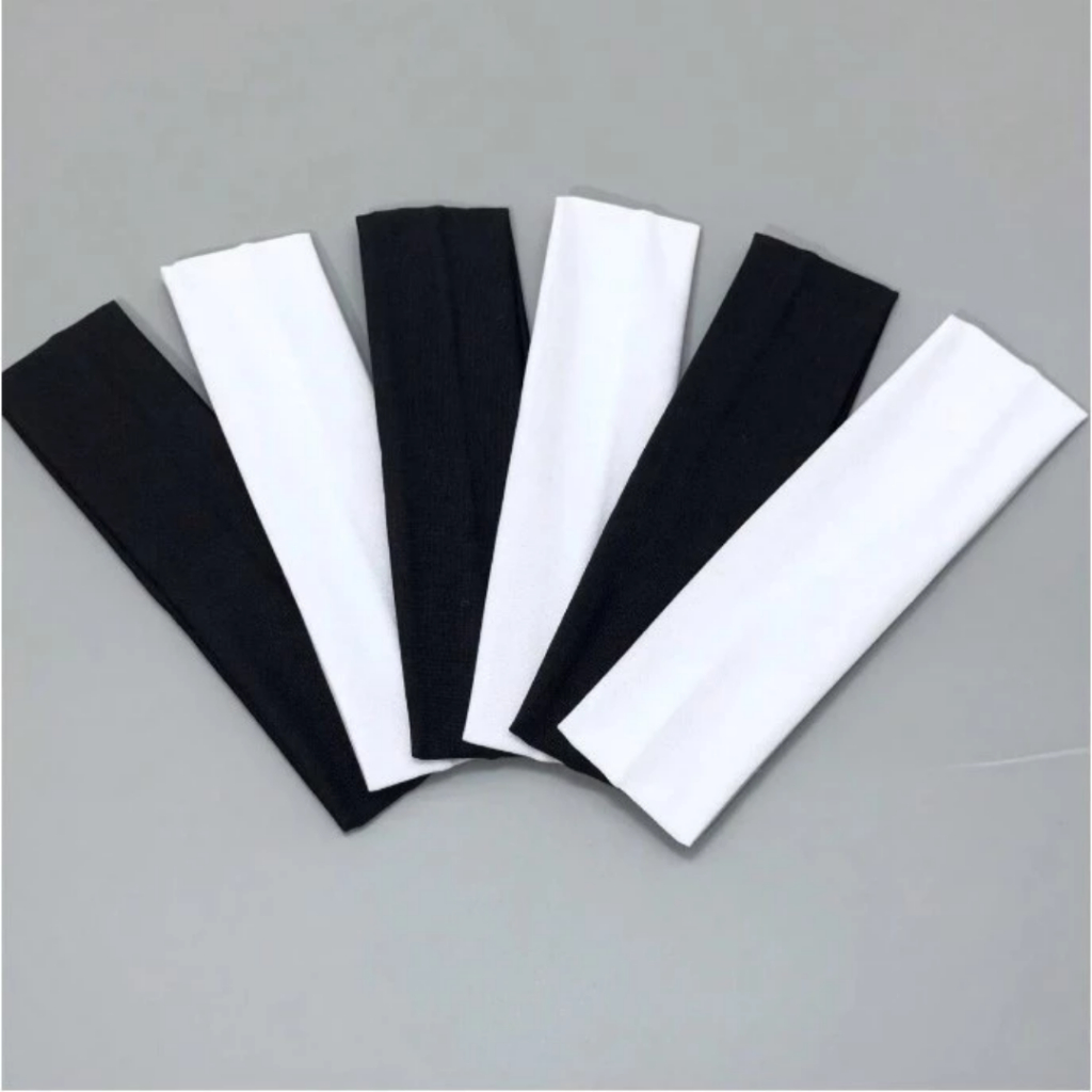 Kit de Faixas de Cabelo para Academia e Esportes – Cores Branco e Preto