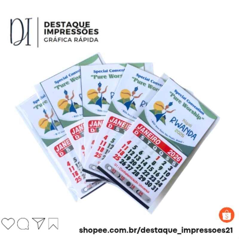 Calendários 5×5 c/ imã 2027 – 1000 unidades