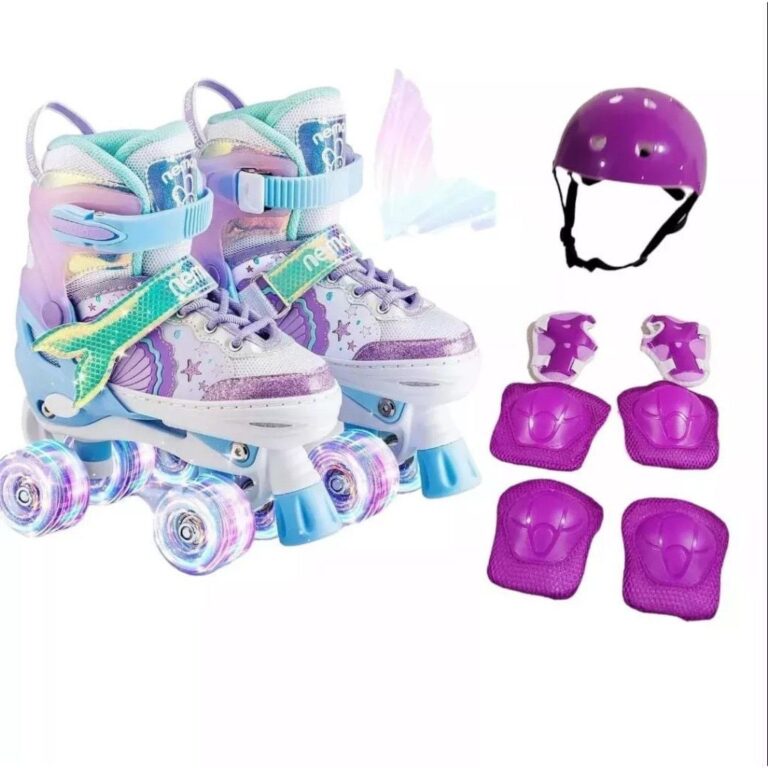 Patins Infantil Roller 4 Rodas Ajustável Leds Nas