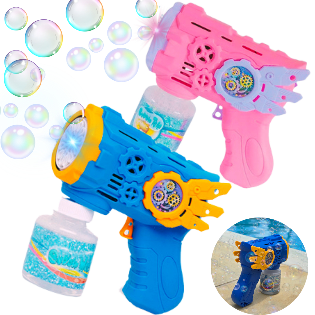 Brinquedo Lança Bolhas De Sabão Automática com Luz crianças arma arminha Azul Vermelho