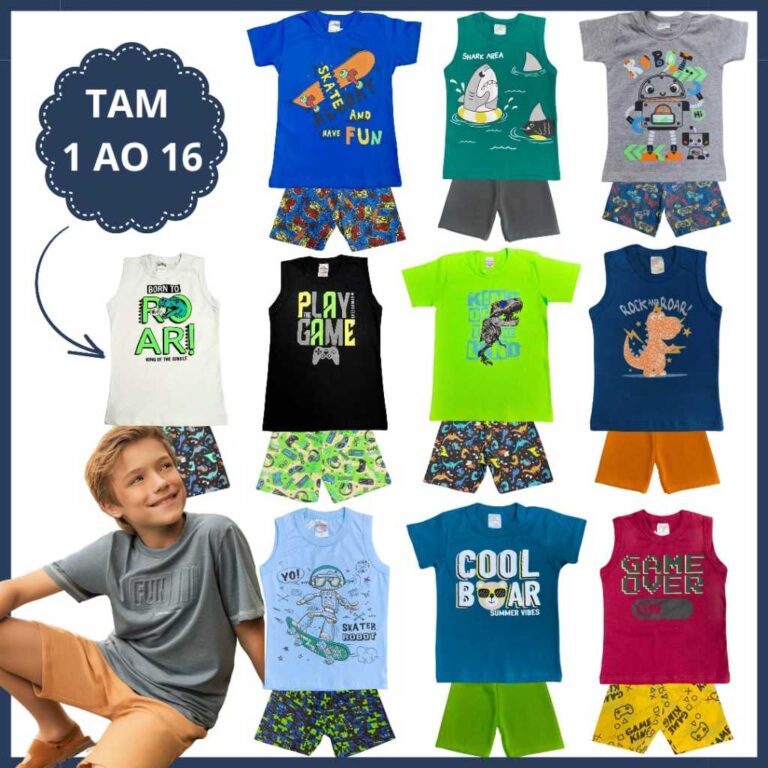 Kit 10 Peças Conjunto Infantil Menino Verão Roup