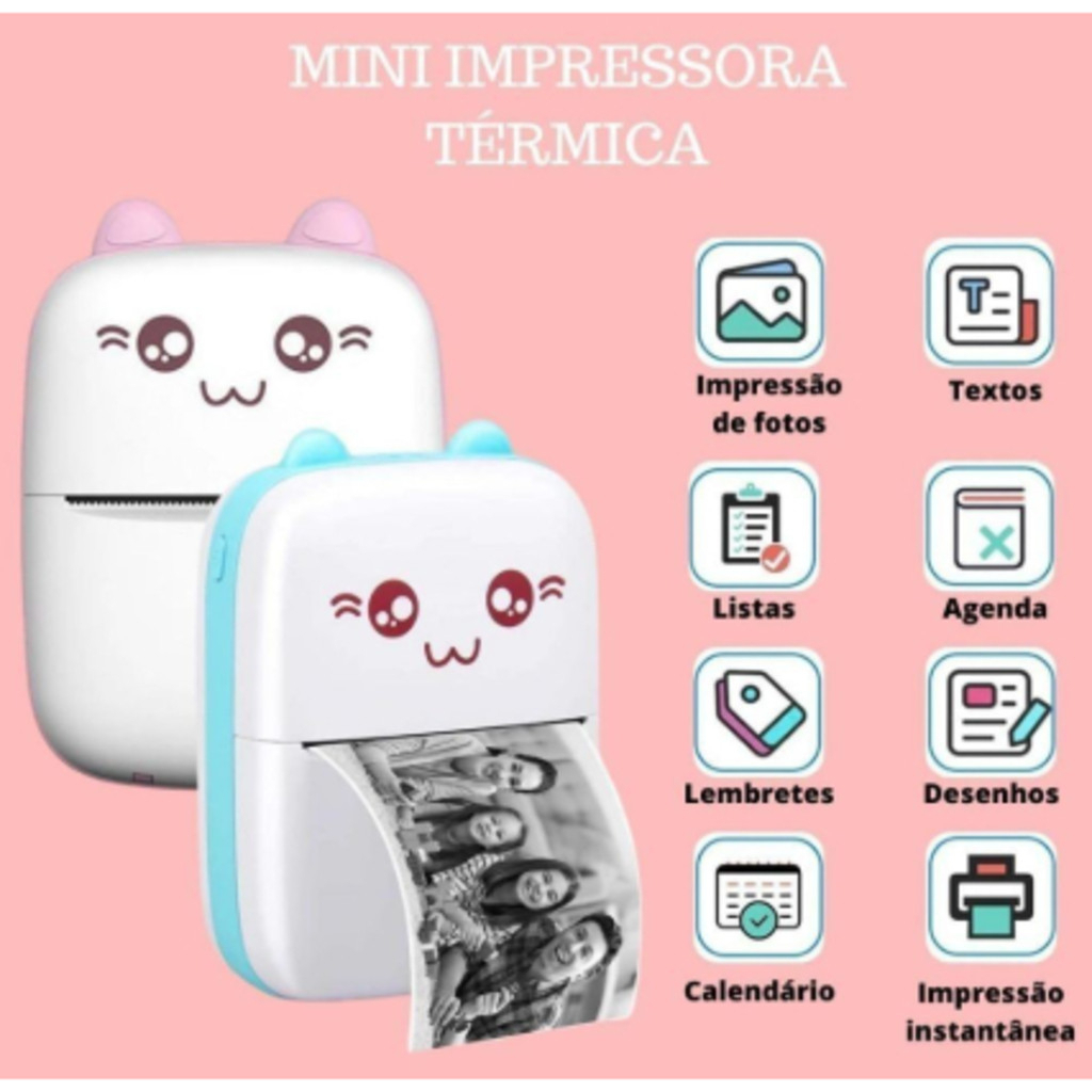 Mini Impressora Térmica Portátil De Bolso Impressão Sem Fio Fotos Notas Bluetooth Para Android Ios m
