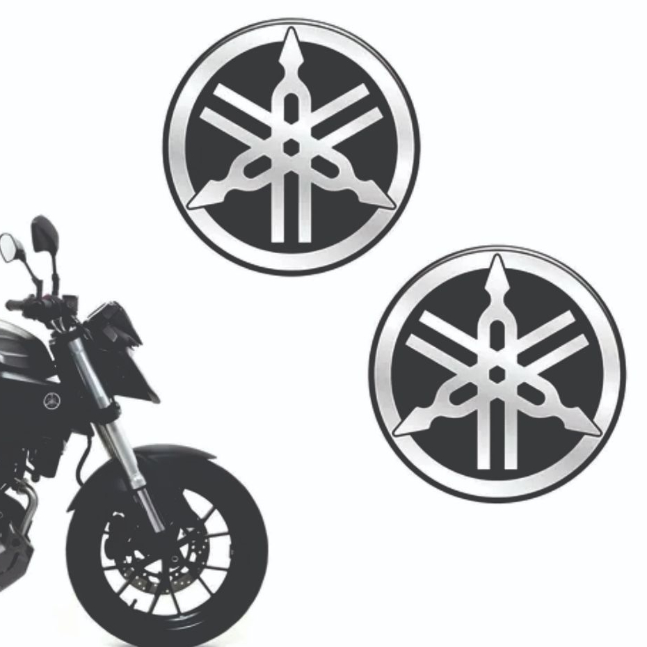 Kit 2 Emblemas Adesivo Yamaha Resinado 3D Cromado Alto Relevo Moto Logo Tanque RES3149 44FE4FE4F55EE