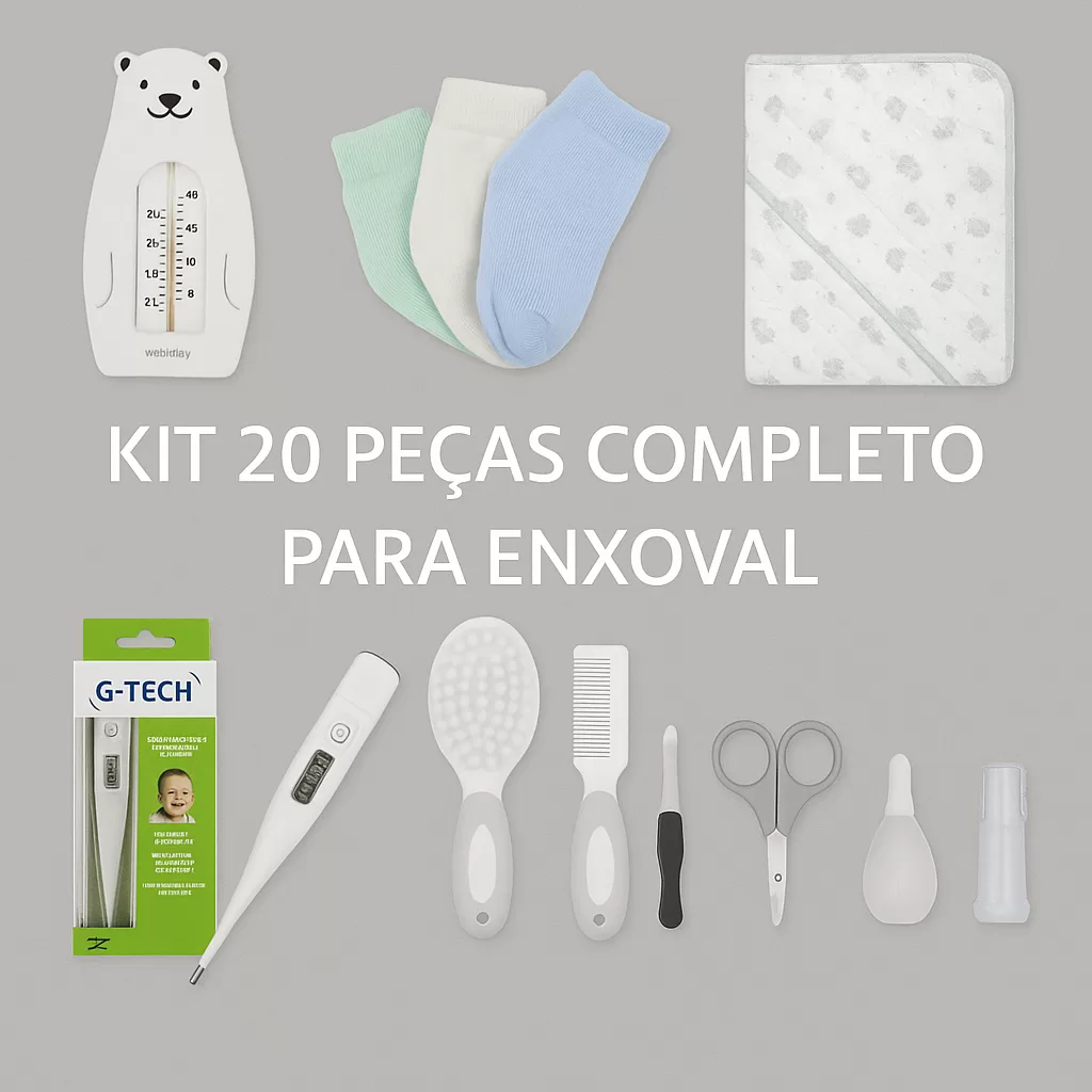 Kit Higiene bebê 20 peças completo Neutro Kit Higiene Bebe Completo para Enxoval