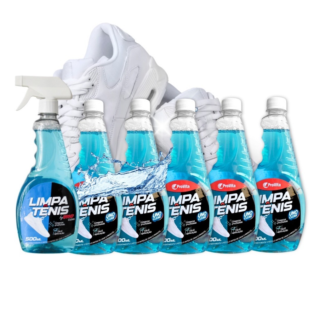 Kit 6 Limpa Tênis Branco 500ml Tira Manchas Limpeza Imediata Profunda Restaura Super Clean Limpador