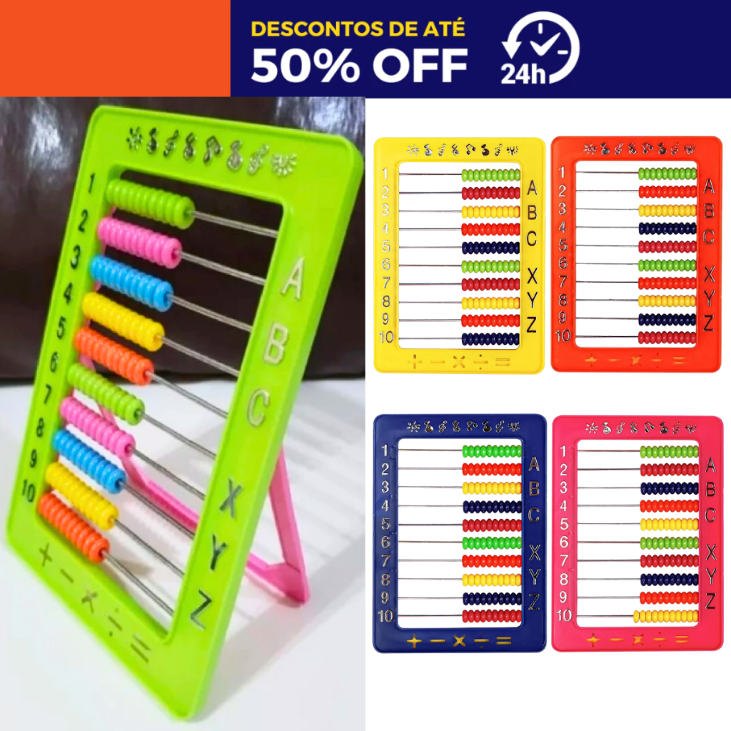 Contador Ábaco Infantil Colorido Tamanha Pequeno ou Médio Matemática para Crianças