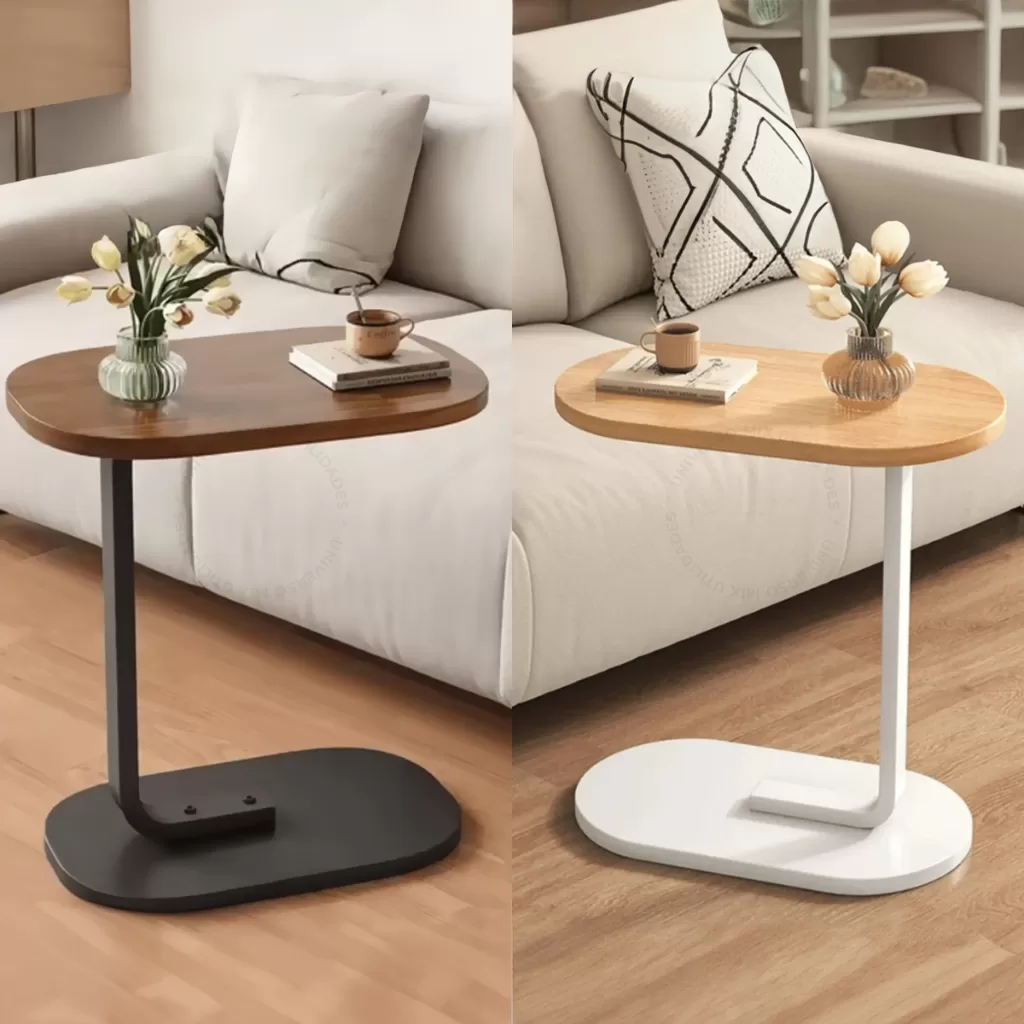 Mesa De Apoio Lateral Para Sofá Cama Notebook Portatil – Base de Ferro e MDF