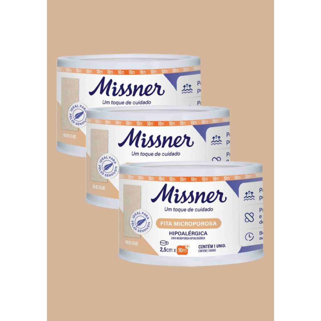 FITA MICROPOROSA BEGE 2,5CM X 10M MISSNER C3 UNIDADES
