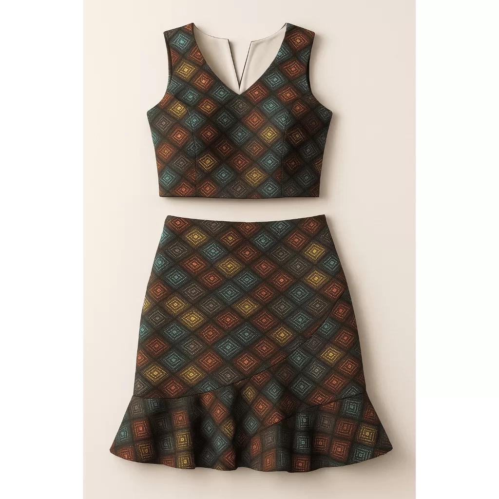 Conjunto Cropped e Saia Curta Moda Blogueira Gringa Feminina