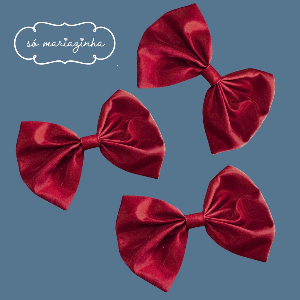 Laço Decorativo de Cabelo Com 3 unidades: Vermelho Marsala REF4200