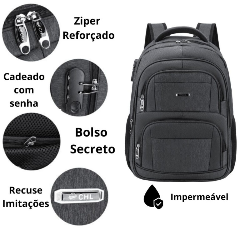 Mochila Grande Impermeável Faculdade Reforçada N