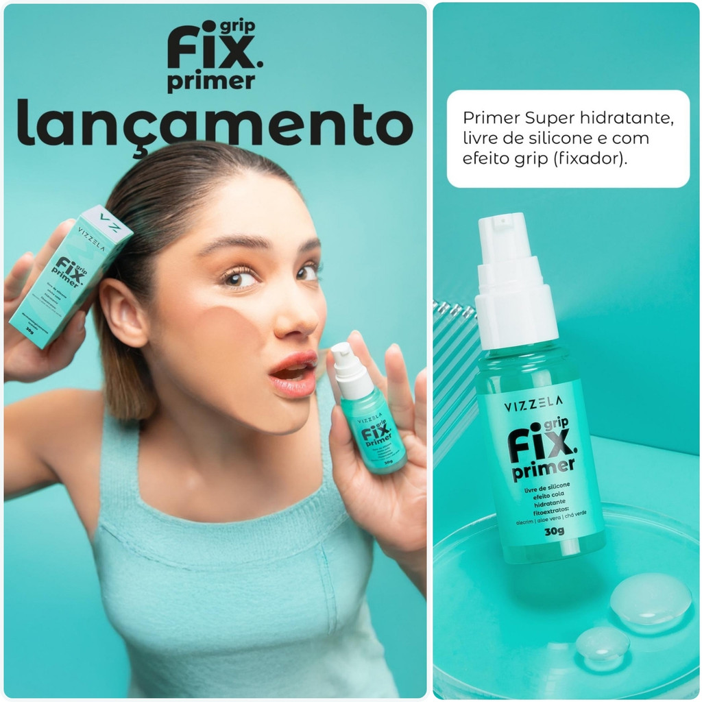 Primer Grip Fix Vizzela 30g – Primer Facial Hidratante Fixadora de Maquiagem