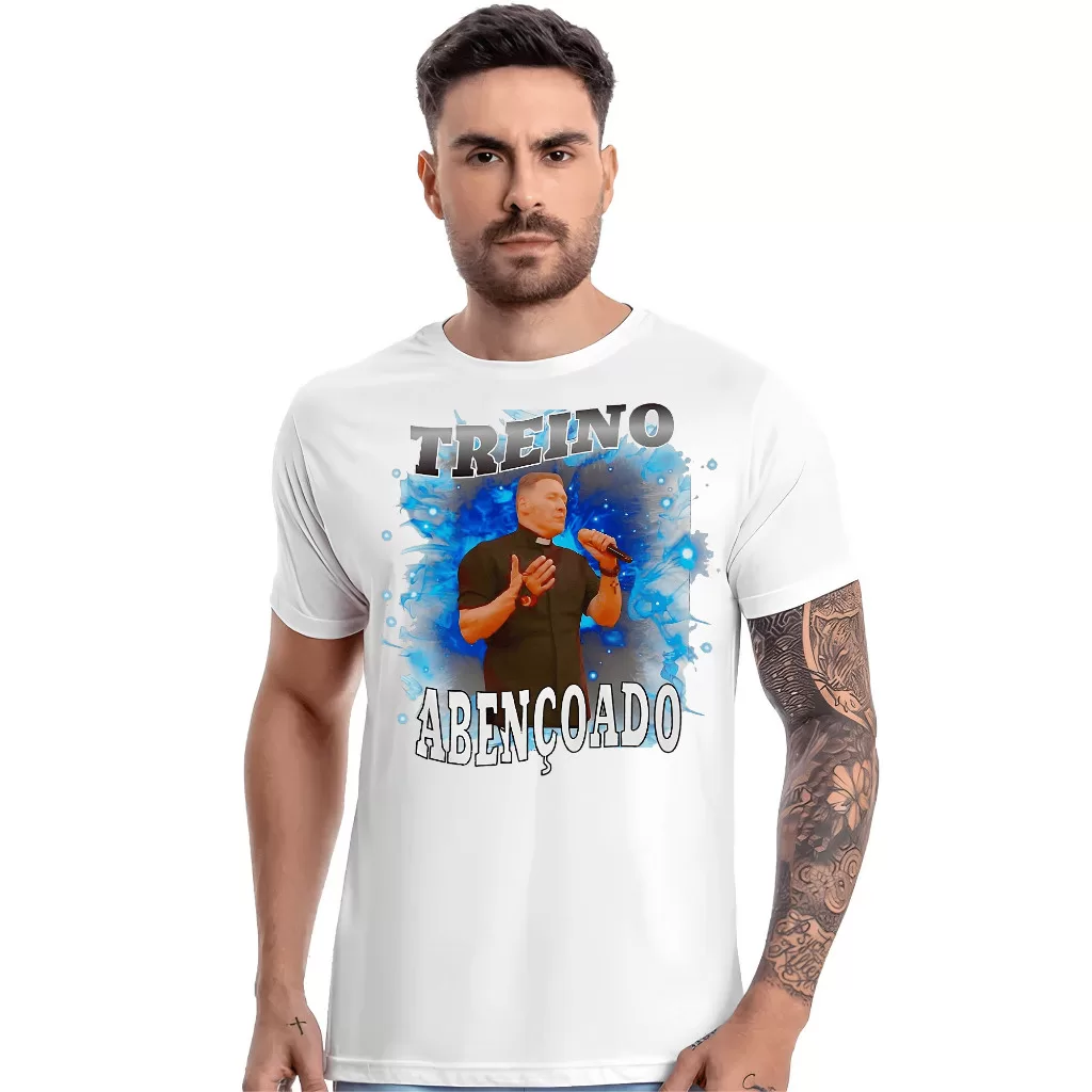 Camiseta Padre Marcelo Rossi – Treino Abençoado –  Maromba treino abençoado azul