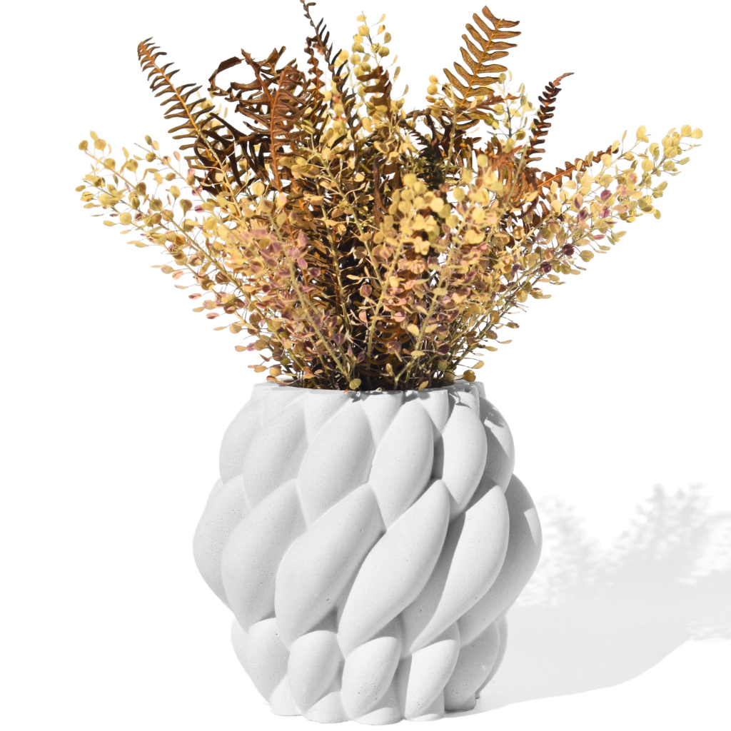 Vaso Decorativo Novelo 9cm em Cimento Artesanal Sala e Cozinha