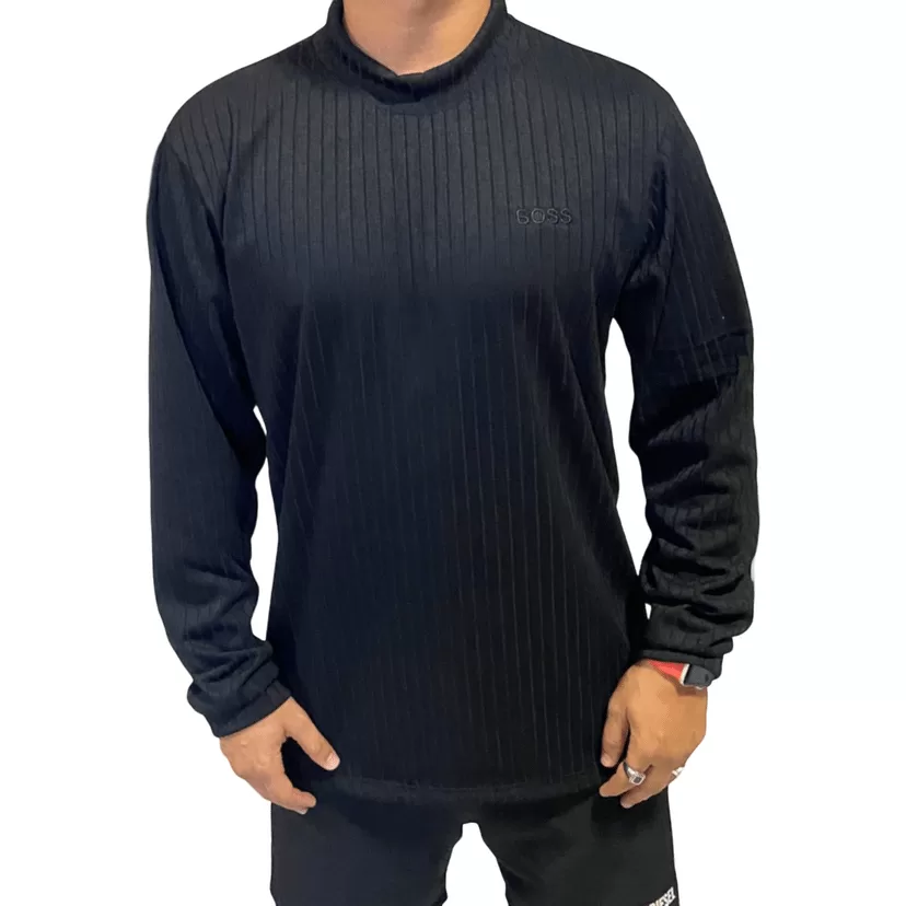 Súeter Masculina Algodão Preta