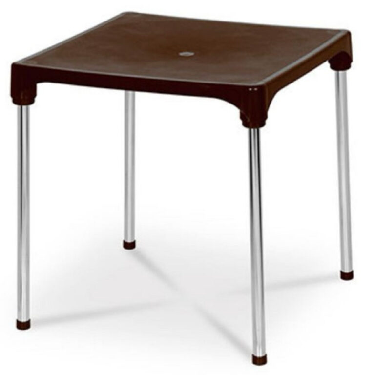 Mesa Plástica Pés Alumínio 70x70x70cm Cromo Pro