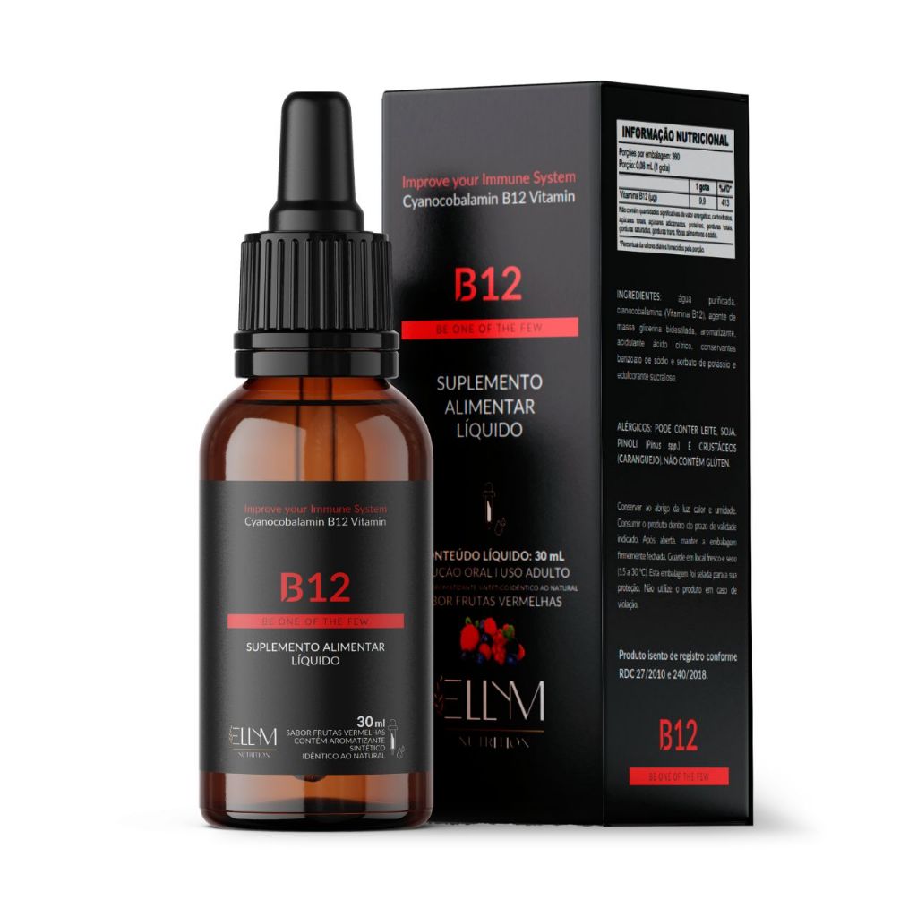 Vitamina B12 Metil Ciano 30ml Frutas Vermelhas Alto Teor Absorção