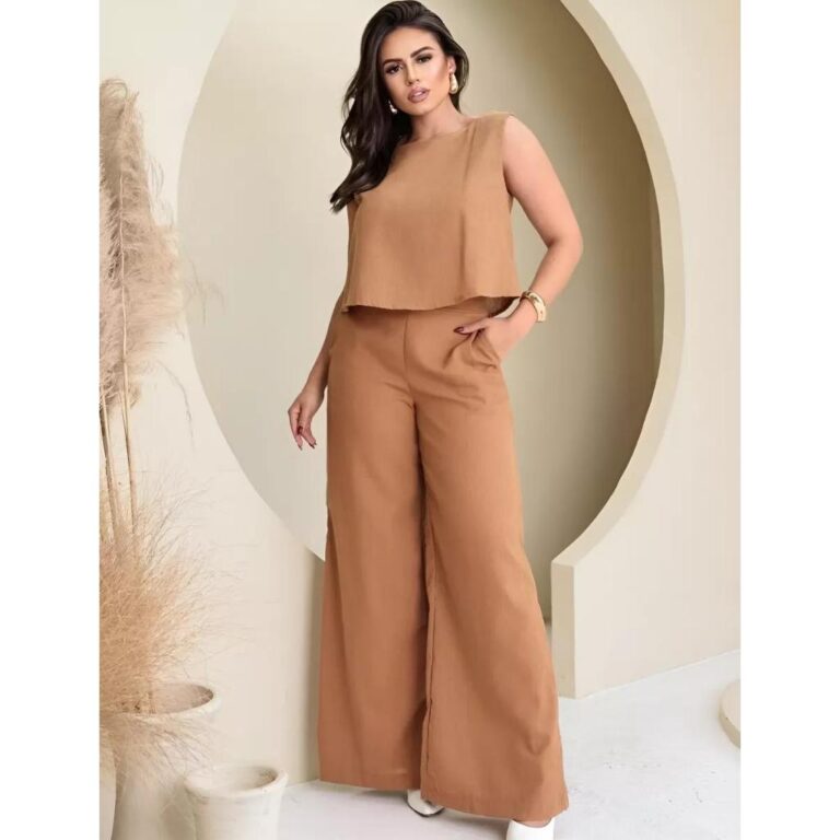 Conjunto Linho Pantalona Alfaiataria Calça e Rega