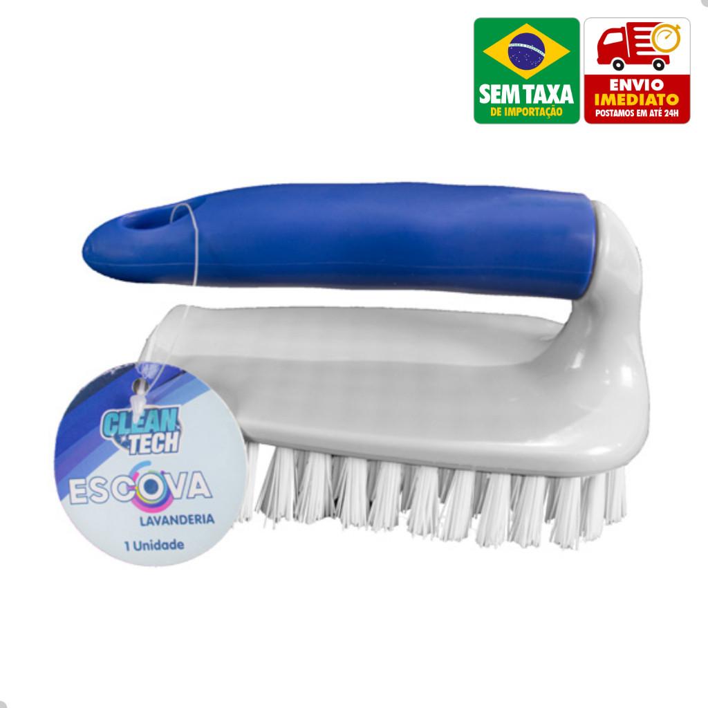 Escova de Lavanderia Cerdas Duras Cor Azul Cinza Clean Tech CT0067