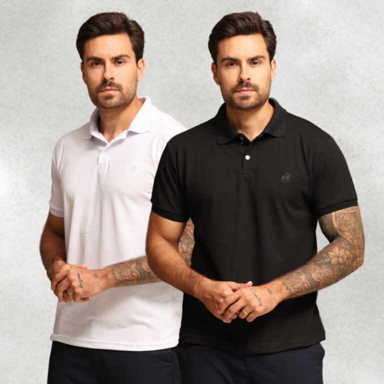 Kit 2 Camisas Polo Piquet Masculina Algodão Premi