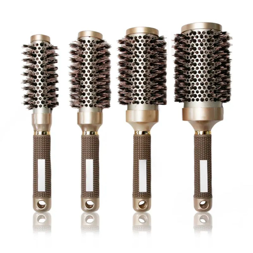 Escova Profissional Redonda com Cerdas Duplas Nylon e Javali para Modelagem, Alisamento, Volume, Bri