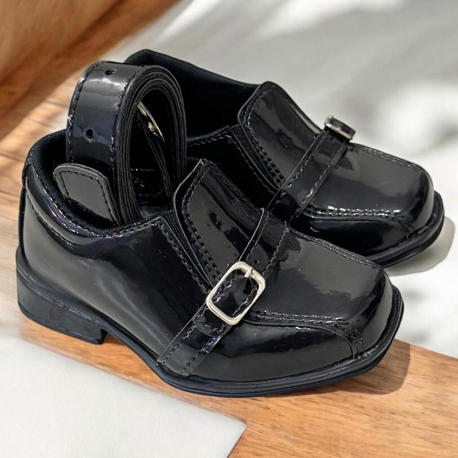 Sapato Social Infantil Menino Com Cinto Casamento Igreja Pajem