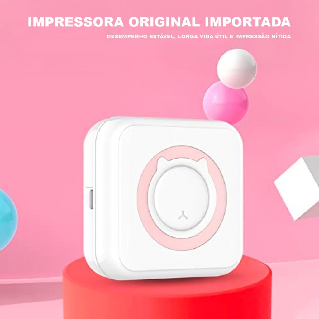 Impressora Fotográfica Multifuncional Bluetooth Com APP Resolução 203DPI IOS e Android