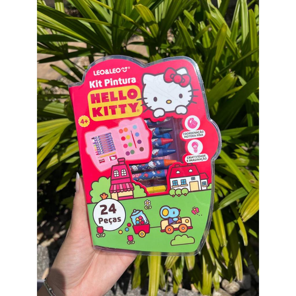 KIT PINTURA DA HELLO KITTY ESTOJO COM 24 PEÇAS I LEOELEO
