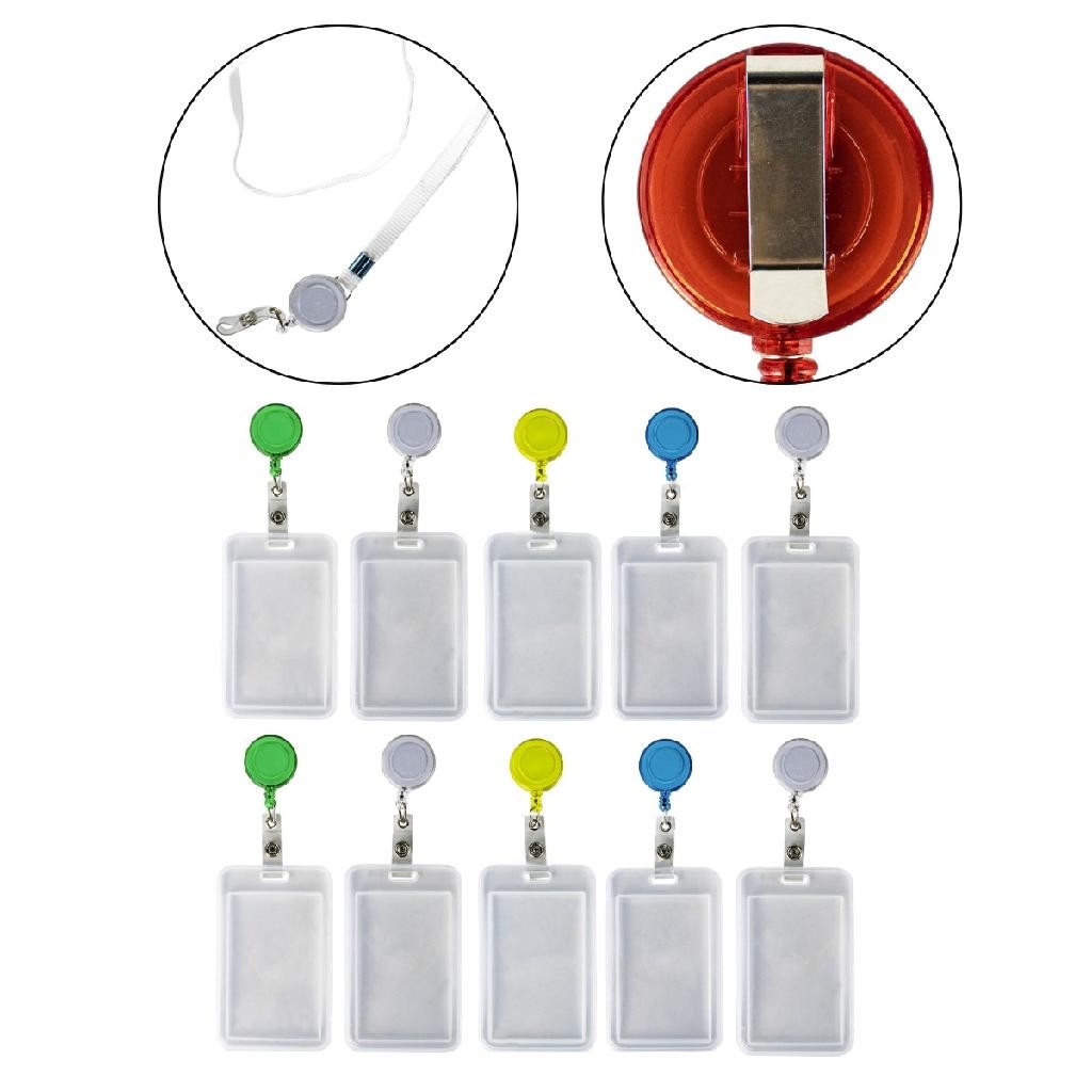 Kit 10 Porta Crachá Cordão Colorido Com Roller Clip Retrátil Escritório Empresa