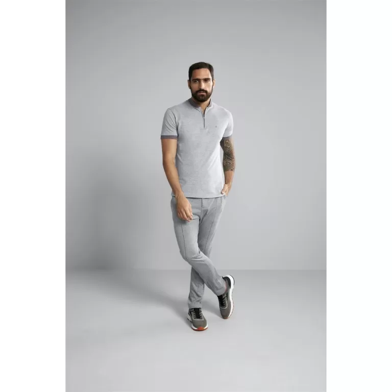 Polo Manga Curta com Zíper Piquet Slim Fit –
