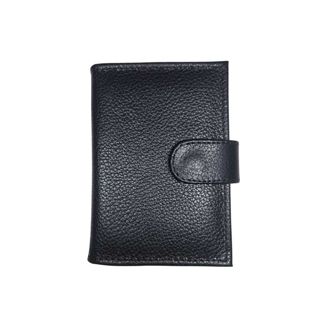 Carteira Feminina Couro Porta Cartão Com Botão Clássica E Sofisticada