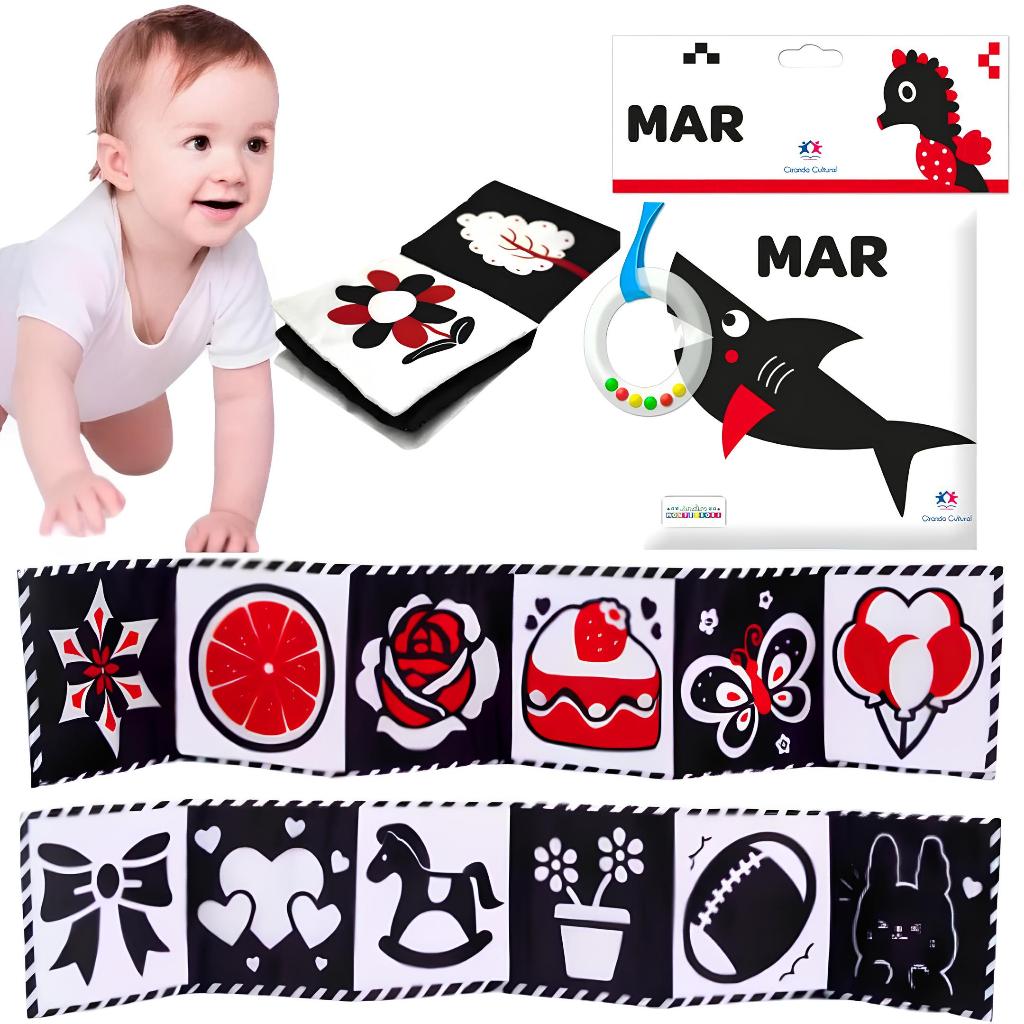 Livro De Pano Macio Para Bebês Alto Contraste Preto E Branco Sensorial Brinquedos De Pequeno Porte