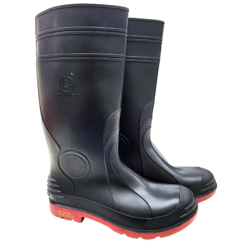 Bota de Pvc Tech Master Cano Longo Preta Com Biqueira e Palmilha de Aço Sete Leguas