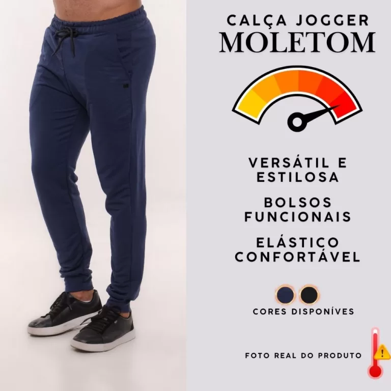 Calça Jogger Masculina Moletom Academia Slim Trei