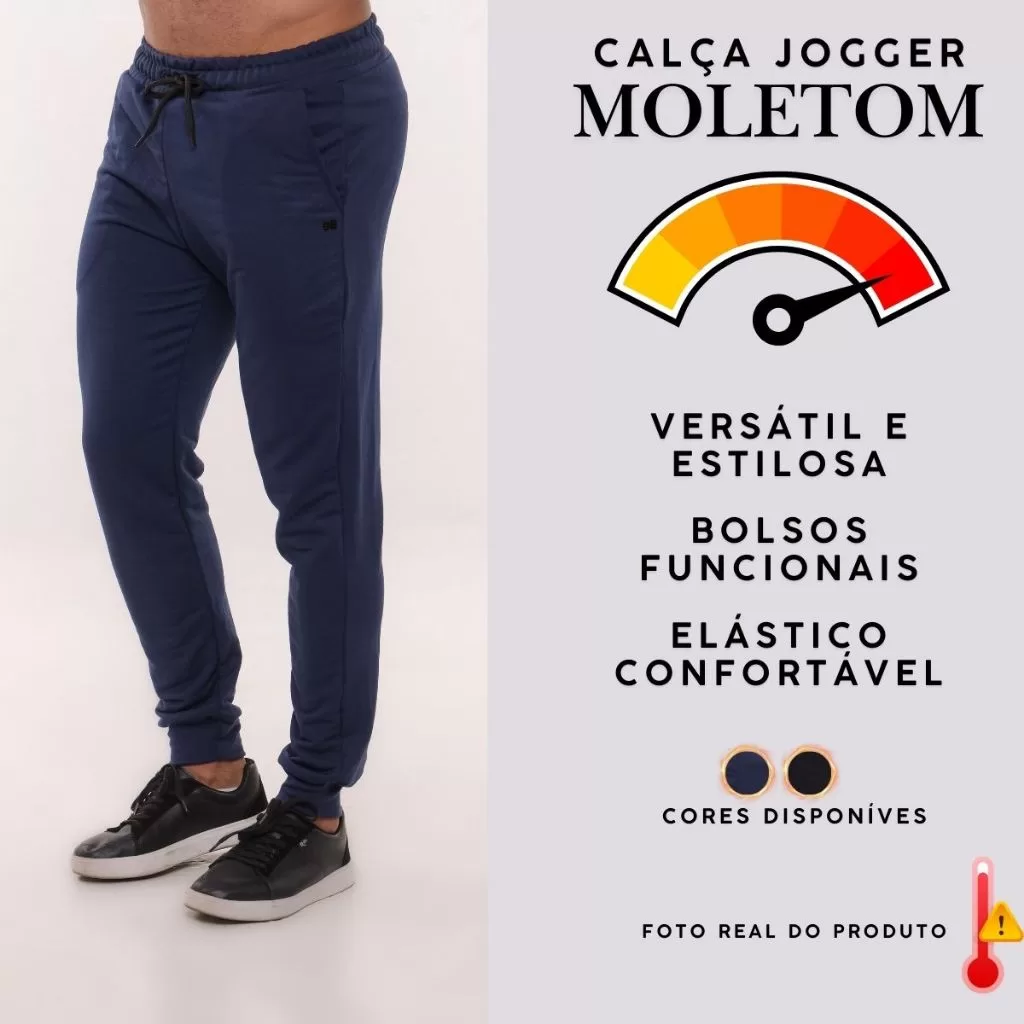 Calça Jogger Masculina Moletom Academia Slim Treino Corrida com Punho Lisa com Bolsos Básica Premium