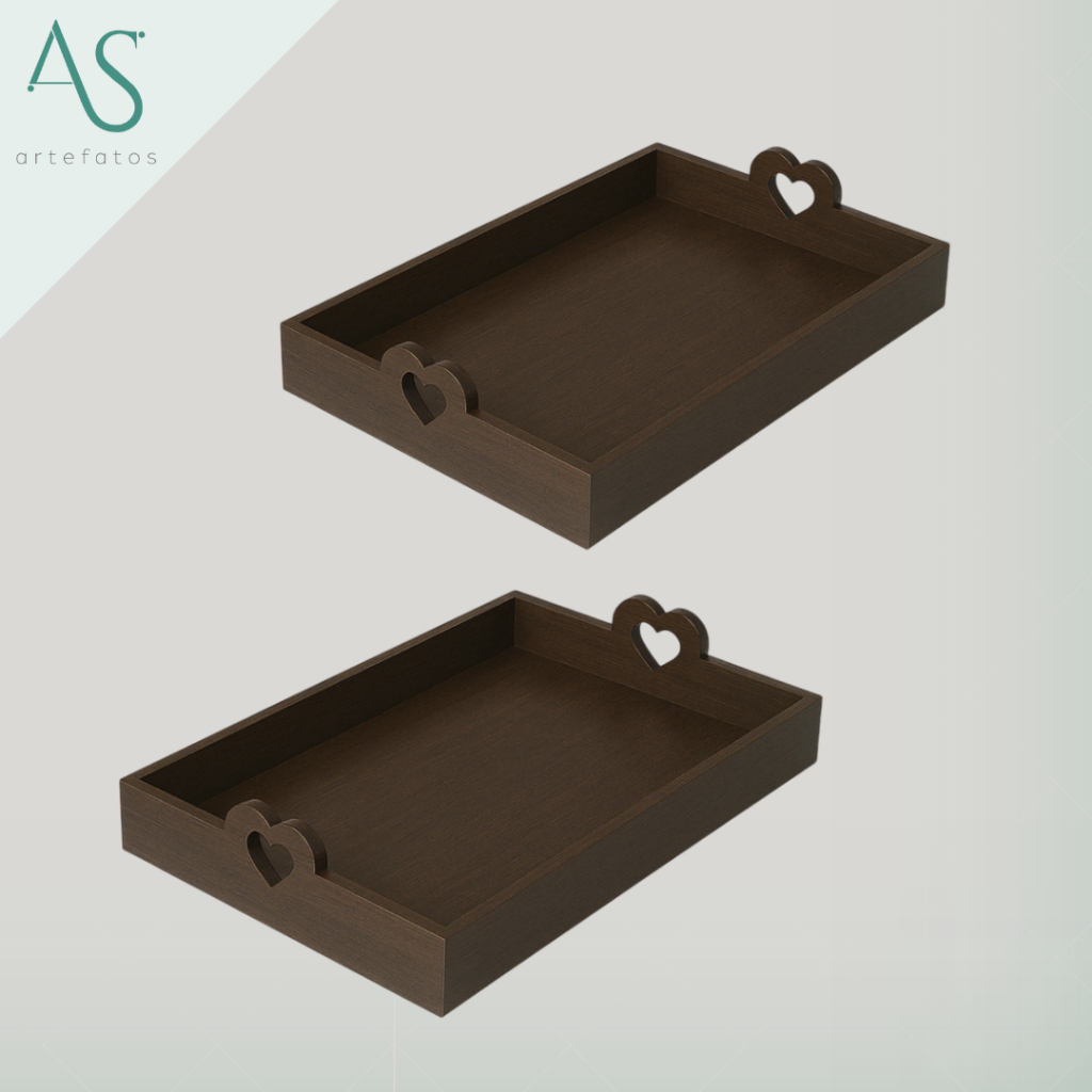Kit 2 Bandejas Vintage Modelo Amor Grande Decoração