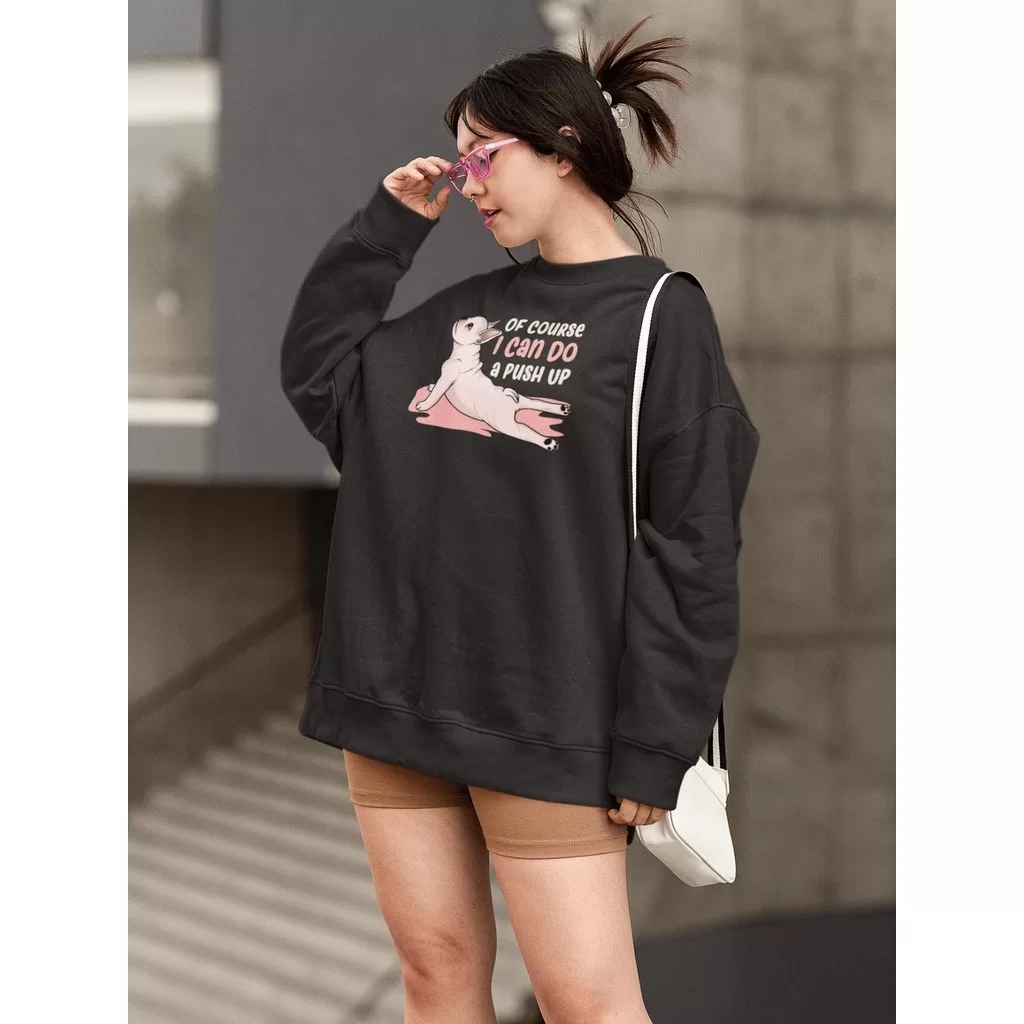 Moletom Blusa de Frio Básico Urbano Feminino Estampado Gola Redonda Confortável 100% Algodão – Pug