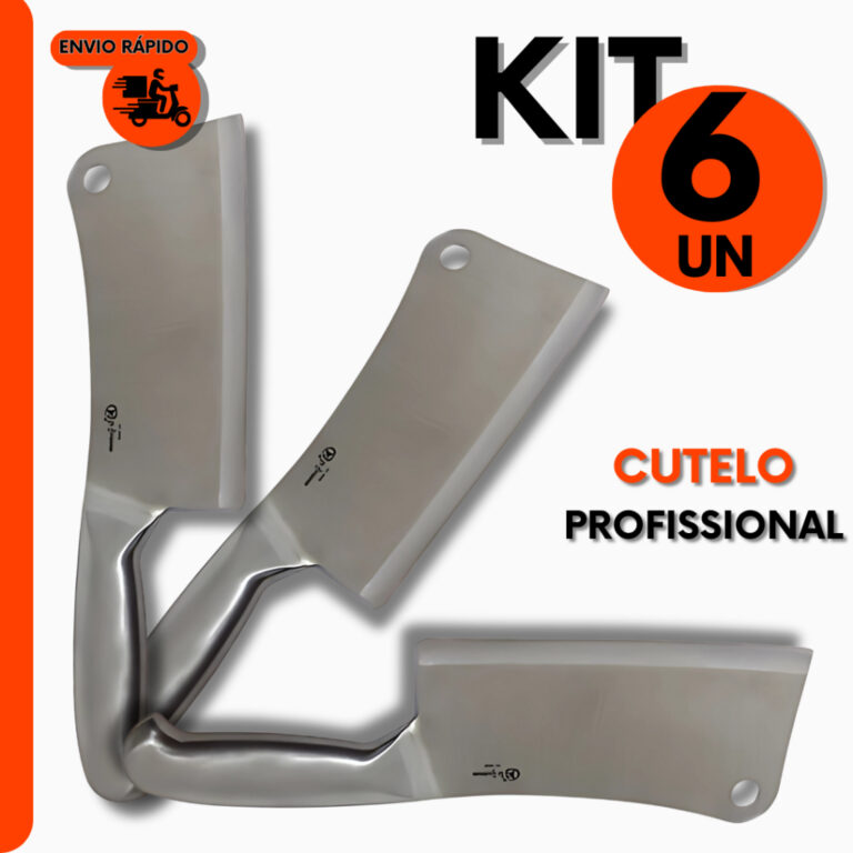 6 Cutelos Profissionais de Aço Inox P/ Mestres do