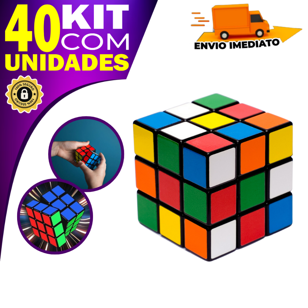 Kit 40 Cubo Mágico 5×5 Brinquedo Interativo para Crianças Adultos Anti-Estress Lembrancinha