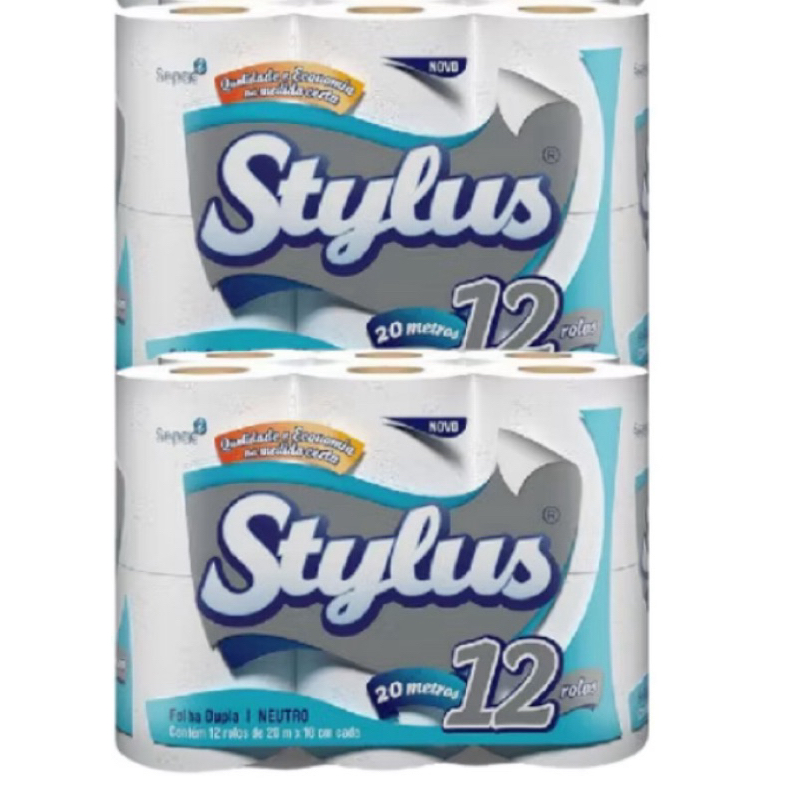 24 Unid. Papel Higiênico Folha Dupla Stylus 100% Fibras Celulósicas