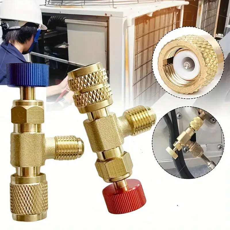Kit 2 Pcs Refrigerante Adaptador De Carregamento De Ar Condicionado Para R410A R22 1 / 4 Líquido Vál