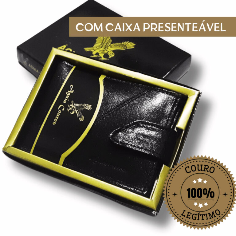 Carteira Preta Masculina  Couro Legítimo Premium 