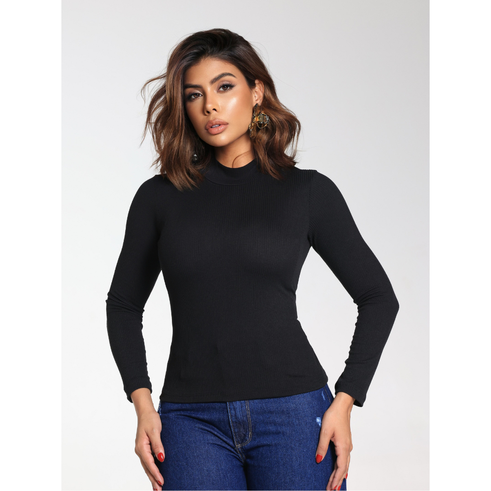 Blusa Feminina Cacharrel Manga Longa pra Inverno Elegante Casual Confortável