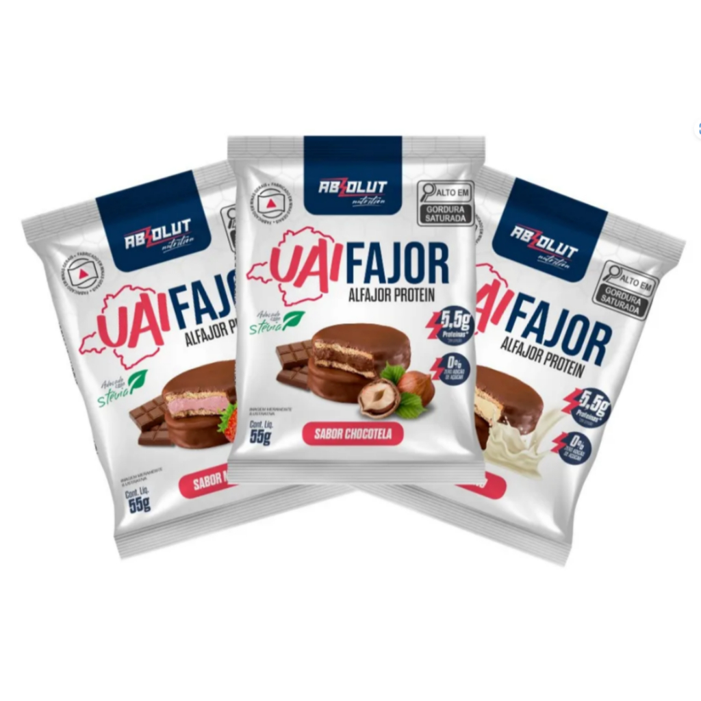 Uaifajor Alfajor Proteico Chocolate com Proteína Sem Açúcar