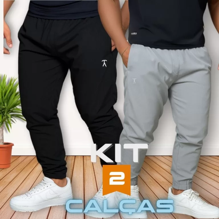 KIT 2 Calça Jogger Masculina Tactel com Elastano 