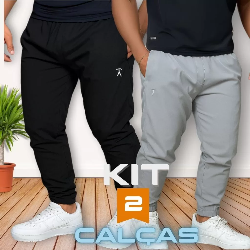 KIT 2 Calça Jogger Masculina Tactel com Elastano | P ao G4 | Conforto para Treino e Uso Diário