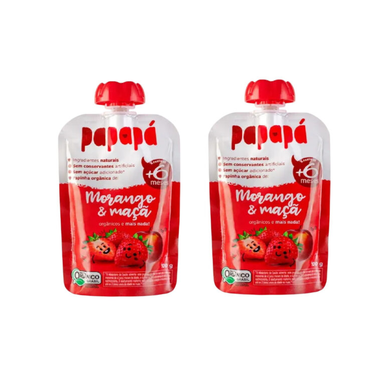 Kit 2x Papinha Orgânica Papapá Morango E Maçã 